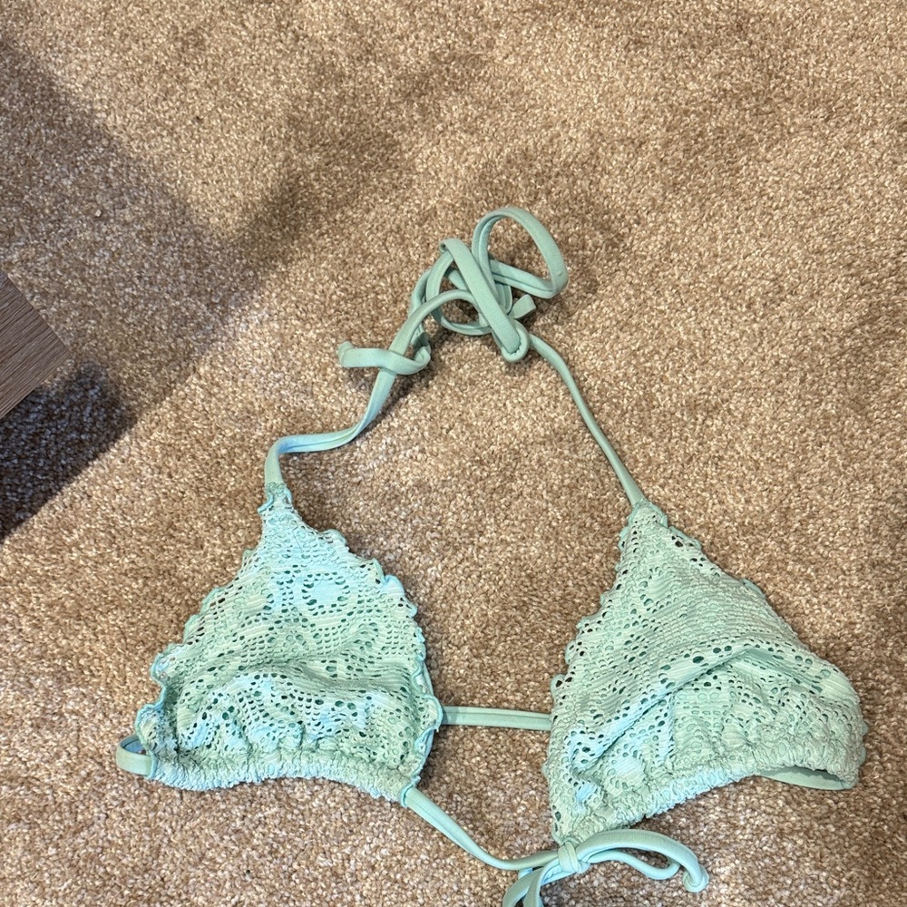 H&M Light Green Crochet Bikini Top